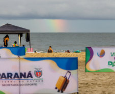 Matinhos, 17 de janeiro de 2024 - Estrutura da Arena Verão Maior Paraná em Caiobá.
