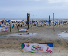Matinhos, 26 de janeiro de 2024 - Estrutura da Arena Verão Maior Paraná em Caiobá.