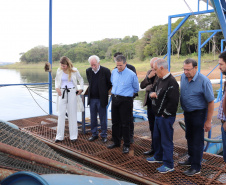 O governador em exercício Darci Piana recebeu o ministro da Pesca e Aquicultura, André de Paula, em uma visita a produtores de tilápia em Alvorada do Sul e Bela Vista do Paraíso, na região Norte do Paraná, nesta segunda-feira (15). 