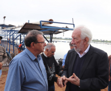 O governador em exercício Darci Piana recebeu o ministro da Pesca e Aquicultura, André de Paula, em uma visita a produtores de tilápia em Alvorada do Sul e Bela Vista do Paraíso, na região Norte do Paraná, nesta segunda-feira (15). 
