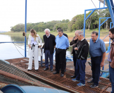 O governador em exercício Darci Piana recebeu o ministro da Pesca e Aquicultura, André de Paula, em uma visita a produtores de tilápia em Alvorada do Sul e Bela Vista do Paraíso, na região Norte do Paraná, nesta segunda-feira (15). 