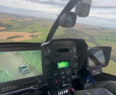 vista do helicóptero da PM
