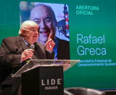  Secretário de Estado do Desenvolvimento Sustentável, Rafael Greca, participou do Fórum LIDE Paraná de Agronegócio, que integra a programação da Conferência da Mata Atlântica. 