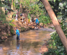 SANEPAR - Voluntários da Sanepar ajudam a limpar rios em todo o Paraná