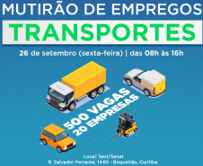 Setor de transportes: mutirão em Curitiba ofertará mais de 500 vagas nesta sexta