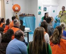 Curitiba, 14 de outubro de 2025 - Atividades da Semana de Redução de Riscos e Desastres do Brigadas Escolares na Escola Lucy Requião.