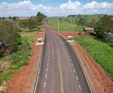 obra de pavimentação de estrada entre Ramilândia e Santa Helena