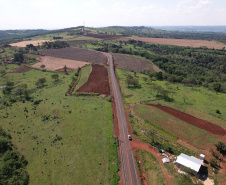 obra de pavimentação de estrada entre Ramilândia e Santa Helena