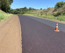 PRC-158 em Rio Bonito do Iguaçu, trecho que passou por conservação do pavimento
