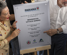 Londrina, 25 de outubro de 2024 - O governador em exercício Darci Piana inaugura residencial com 512 apartamentos dentro do programa Casa Fácil Paraná.