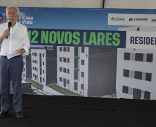 Londrina, 25 de outubro de 2024 - O governador em exercício Darci Piana inaugura residencial com 512 apartamentos dentro do programa Casa Fácil Paraná.