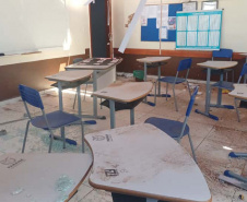 Tornado causa danos graves em duas escolas estaduais de Rio Bonito do Iguaçu