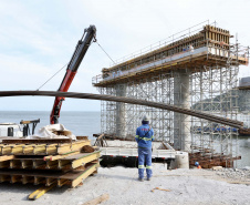  Ritmo acelerado: Ponte de Guaratuba chega a 80% de execução
