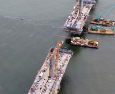  Ritmo acelerado: Ponte de Guaratuba chega a 80% de execução