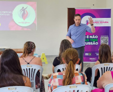 SESP - Palestra do Programa Mulher Segura Paraná destaca desafios na prevenção ao feminicídio em Guaratuba