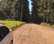 estrada ligando Mamborê ao distrito de Guarani,