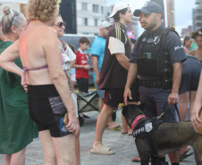Cães da Polícia Penal reforçam segurança no litoral durante o Verão Maior Paraná