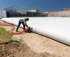 Os oito flexitanks instalados no litoral aumentaram em 4 milhões de litros a capacidade de reserva de água tratada para o Carnaval.
