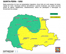 Nova frente fria marca o retorno das tempestades ao Paraná, prevê o Simepar