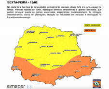Nova frente fria marca o retorno das tempestades ao Paraná, prevê o Simepar