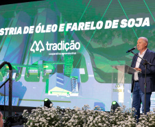 O governador Carlos Massa Ratinho Junior participa nesta quinta-feira (26), da inauguração de uma nova indústria de óleo e farelo de soja da Cooperativa Agroindustrial Tradição, em Pato Branco