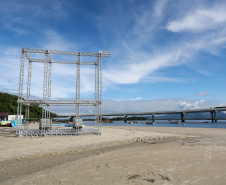 Acabamentos finais: falta um dia para a inauguração da Ponte de Guaratuba