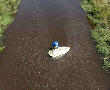 Sanepar usa drone e barco autônomo para garantir eficiência na represa do Miringuava
