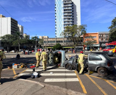 Forças de segurança realizam simulado de sinistro de trânsito em Maringá