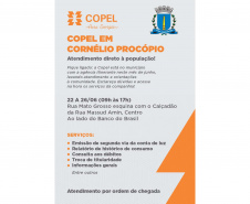 Copel leva Van de Atendimento Itinerante a Cornélio Procópio para facilitar acesso do cliente a serviços e orientações