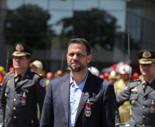 O governador Darci Piana participou nesta quinta-feira (8) do Aniversario bombeiros no Guatupê