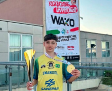 Atleta patrocinado pela Sanepar conquista ouro inédito no Mundial de Kickboxing