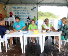 Limpeza das praias, saúde e segurança são destaques na temporada. Mais de 174 toneladas de lixo foram recolhidas nas praias do Paraná pela Sanepar, houve cerca de 700 atendimentos médicos feitos pela equipe da Secretaria da Saúde.  Operação Verão, 2018/2019  -  Foto: Jaelson Lucas/ANPr