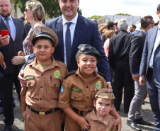 Governador Carlos Massa Ratinho Júnior participa da cerimônia de troca de comando da Polícia Militar do Paraná. O novo camandante-geral é o coronel Péricles de Matos. Ele substitui no cargo a coronel Audilene Dias Rocha.  -  Curitiba, 08/01/2019  -  Foto: Rodrigo Félix Leal