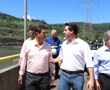 Governador Carlos Massa Ratinho Junior, acompanhado do presidente da Copel, Daniel Pimentel, visita a Usina Governador Bento Munhoz da Rocha Netto (Foz do Areia), no município de Pinhão  -  Pinhão, 22/01/2019  -  Foto: Rodrigo Félix Leal