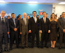 O governador Carlos Massa Ratinho Junior afirmou nesta quarta-feira (23), na solenidade de comemoração pelos 56 anos da Sanepar e de posse da nova diretoria, que a missão da empresa é avançar em oferta de água e sistema de esgoto, chegando a localidades que ainda não contam com estes serviços.Foto: José Fernando Ogura/ANPr