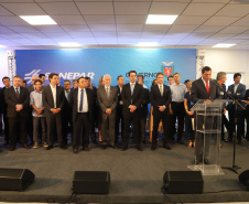 O governador Carlos Massa Ratinho Junior afirmou nesta quarta-feira (23), na solenidade de comemoração pelos 56 anos da Sanepar e de posse da nova diretoria, que a missão da empresa é avançar em oferta de água e sistema de esgoto, chegando a localidades que ainda não contam com estes serviços.Foto: José Fernando Ogura/ANPr