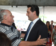 O governador Carlos Massa Ratinho Junior afirmou nesta quarta-feira (23), na solenidade de comemoração pelos 56 anos da Sanepar e de posse da nova diretoria, que a missão da empresa é avançar em oferta de água e sistema de esgoto, chegando a localidades que ainda não contam com estes serviços.Foto: Rodrigo Felix Leal/ANPr