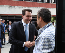 O governador Carlos Massa Ratinho Junior afirmou nesta quarta-feira (23), na solenidade de comemoração pelos 56 anos da Sanepar e de posse da nova diretoria, que a missão da empresa é avançar em oferta de água e sistema de esgoto, chegando a localidades que ainda não contam com estes serviços.Foto: Rodrigo Felix Leal/ANPr