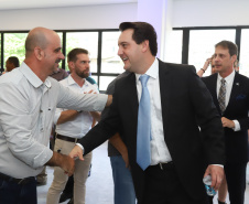 O governador Carlos Massa Ratinho Junior afirmou nesta quarta-feira (23), na solenidade de comemoração pelos 56 anos da Sanepar e de posse da nova diretoria, que a missão da empresa é avançar em oferta de água e sistema de esgoto, chegando a localidades que ainda não contam com estes serviços.Foto: Rodrigo Felix Leal/ANPr