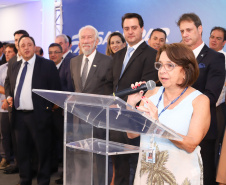 O governador Carlos Massa Ratinho Junior afirmou nesta quarta-feira (23), na solenidade de comemoração pelos 56 anos da Sanepar e de posse da nova diretoria, que a missão da empresa é avançar em oferta de água e sistema de esgoto, chegando a localidades que ainda não contam com estes serviços.Foto: Rodrigo Felix Leal/ANPr