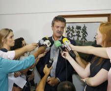 O secretário interino de Desenvolvimento Sustentável, Everton Luiz da Costa Souza, falou sobre situação das barragens do Paraná.Curitiba, 29-01-19.Foto: Arnaldo Alves / ANPr.