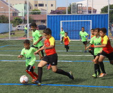 O governador Carlos Massa Ratinho Junior e o prefeito de Curitiba, Rafael Greca, inauguraram neste sábado (02) um parque esportivo no Bairro Novo. A estrutura conta com quadra de futebol com grama sintética, pista de skate com oito obstáculos e quadra poliesportiva. Curitiba,02/02/2019 Foto:Jaelson Lucas / ANPr