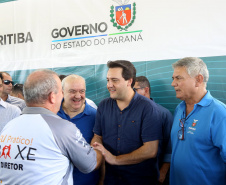O governador Carlos Massa Ratinho Junior e o prefeito de Curitiba, Rafael Greca, inauguraram neste sábado (02) um parque esportivo no Bairro Novo. A estrutura conta com quadra de futebol com grama sintética, pista de skate com oito obstáculos e quadra poliesportiva. Curitiba,02/02/2019 Foto:Jaelson Lucas / ANPr