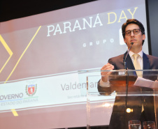 Secretário de Planejamento, Valdemar Jorge, durante apresentação no evento Paraná Day.  -  Curitiba, 05/02/2019  -  Foto: José Fernando Ogura/ANPr