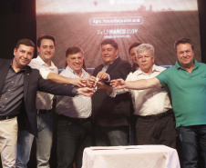 O governador Carlos Massa Ratinho Junior, participa do lançamento da 45ª Exposição Agropecuária, Industrial e Comercial de Umuarama. Presentes no evento: prefeito de Umuarama, Celso Luiz Pozzobom; presidente da Sociedade Rural, Milton Gaiari; secretário do Meio Ambiente, Márcio Nunes; secretário da Infraestrutura e Logística, Sandro Alex, deputados e demais autoridades  -  Umuarama, 05/02/2019  -  Foto: Arnaldo Alves/ANPr