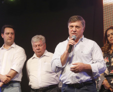 O governador Carlos Massa Ratinho Junior, participa do lançamento da 45ª Exposição Agropecuária, Industrial e Comercial de Umuarama. Presentes no evento: prefeito de Umuarama, Celso Luiz Pozzobom; presidente da Sociedade Rural, Milton Gaiari; secretário do Meio Ambiente, Márcio Nunes; secretário da Infraestrutura e Logística, Sandro Alex, deputados e demais autoridades  -  Umuarama, 05/02/2019  -  Foto: Arnaldo Alves/ANPr