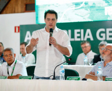 O governador Carlos Massa Ratinho Junior participou nesta quarta-feira (06), em Maringá, da Assembleia Geral Ordinária de prestação de contas do exercício 2018 da Cocamar.  -  Maringá, 06/02/2019  -  Foto:Mateus Girotto/Cocamar