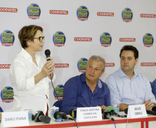 O governador Carlos Massa Ratinho Junior recebe a ministra da Agricultura, Pecuária e Abastecimento, Tereza Cristina, no Show Rural Coopavel.  -  Cascavel, 08/02/2019  -  Foto: Arnaldo Alves/ANPr