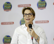 O governador Carlos Massa Ratinho Junior recebe a ministra da Agricultura, Pecuária e Abastecimento, Tereza Cristina, no Show Rural Coopavel.  -  Cascavel, 08/02/2019  -  Foto: Arnaldo Alves/ANPr