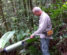 Duas equipes de entomologistas da Secretaria de Estado da Saúde estão coletando mosquitos em áreas de mata e periurbanas (nas periferias de cidades) de todo o Litoral do Paraná, incluindo a região onde foram encontrados os macacos mortos pela febre amarela, em Antonina. -  Curitiba, 13/02/2019  -  Foto: Divulgação SESA